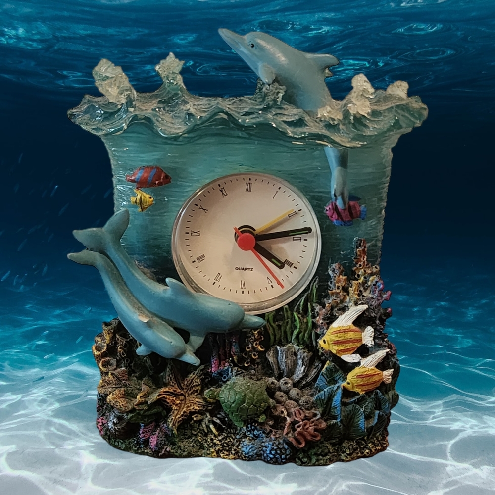 Vintage dolphin desk clock